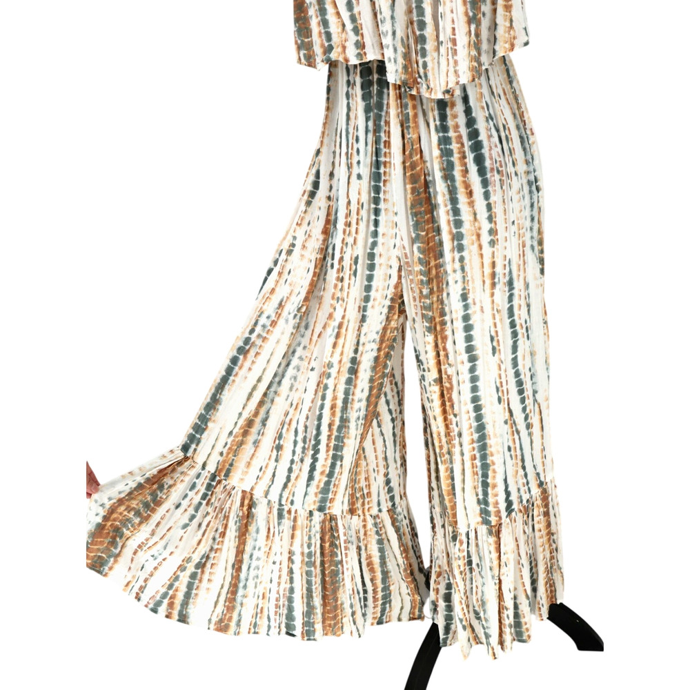 Free People Jumpsuit Womens Small Smocked Strapless Ruffled Wide Leg Hipster - Picture 6 of 16